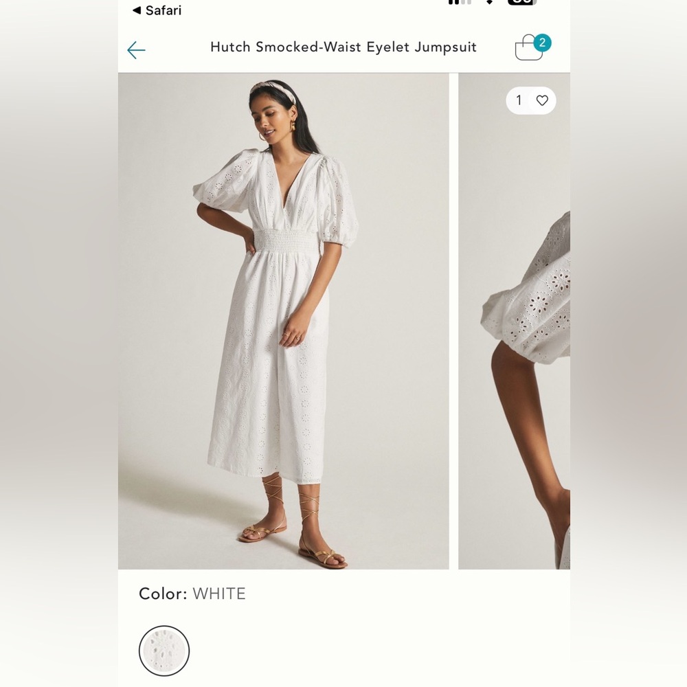 Hutch smocked waist eyelet jumpsuit Anthropologie